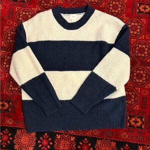 H&M Men's Sweater in Navy and Cream Stripes